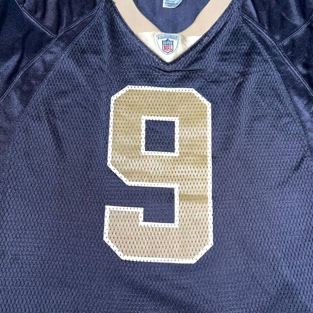 Reebok New Orleans Saints Drew Brees OnField Jersey Youth Sz L Black #9 2-Sided - Picture 4 of 10
